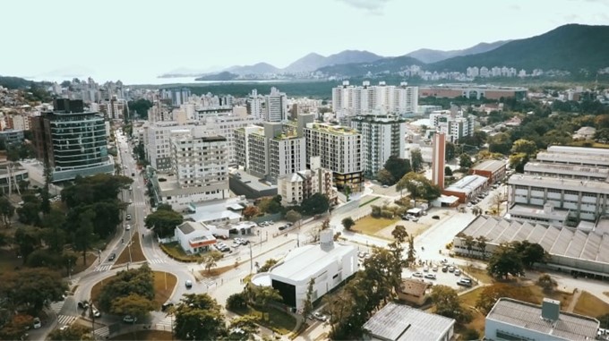 vista aérea do bairro Trindade em Florianópolis