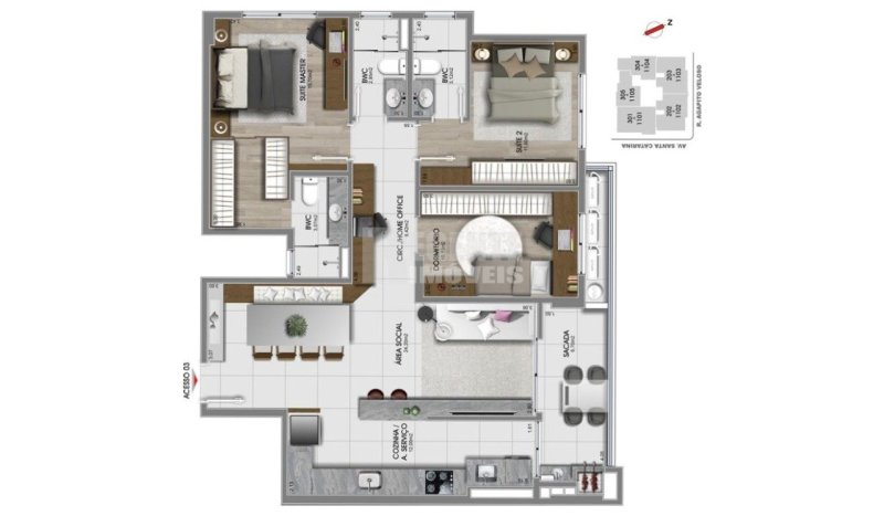 Apartamento 3 quartos no Estreito em Florianópolis - Foto 2