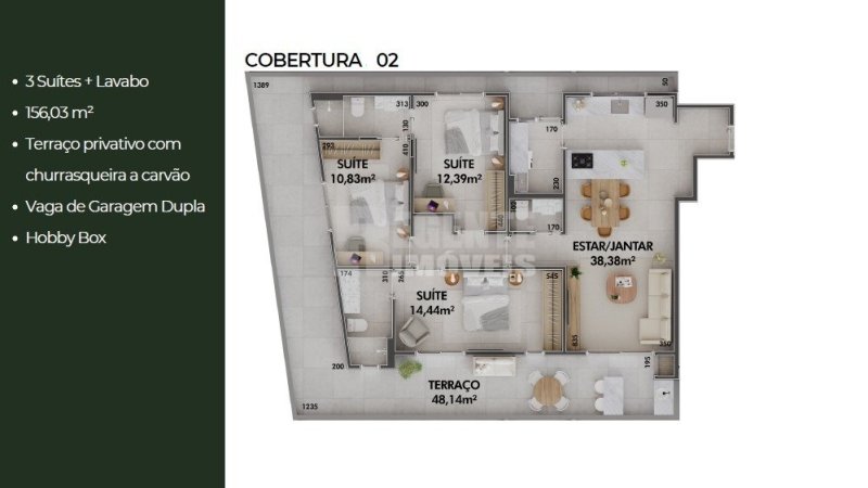 Cobertura 3 quartos no Cacupé em Florianópolis - Foto 2