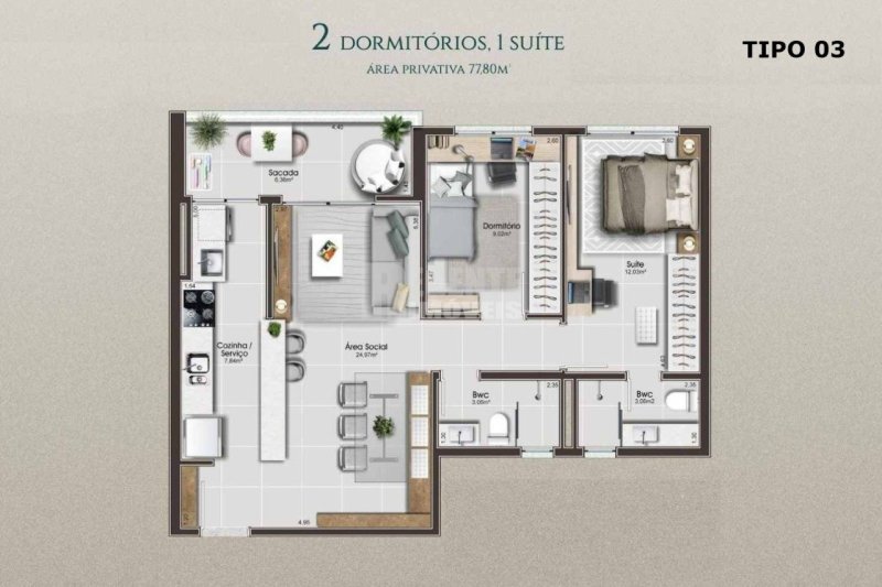 Apartamento 2 quartos no Nossa Senhora do Rosário em São José - Foto 2