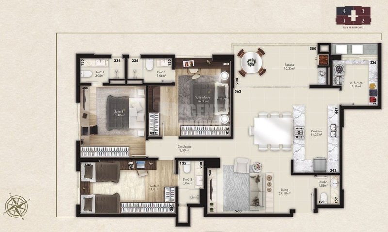 Apartamento 3 quartos no Kobrasol em São José - Foto 2