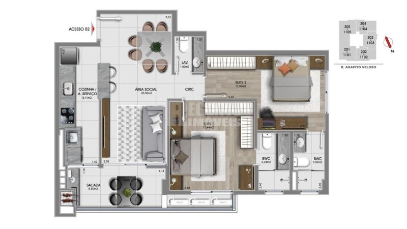 Apartamento 2 quartos no Estreito em Florianópolis - Foto 3