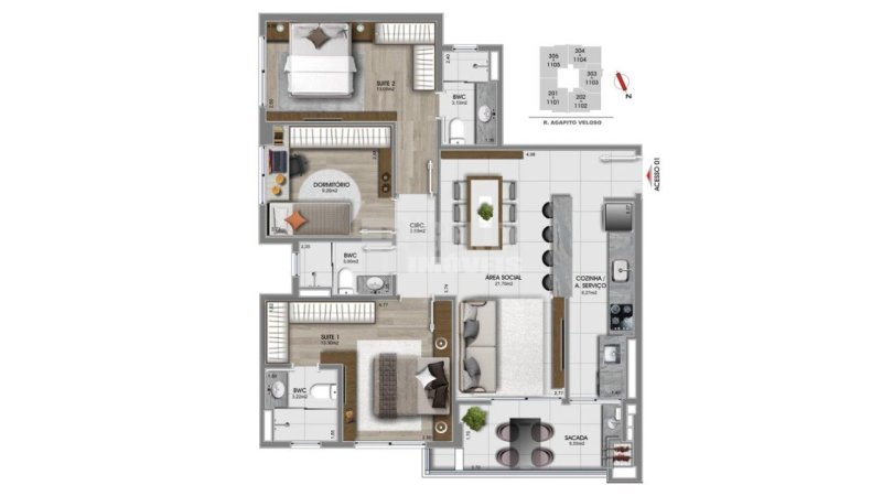 Apartamento 3 quartos no Estreito em Florianópolis - Foto 3